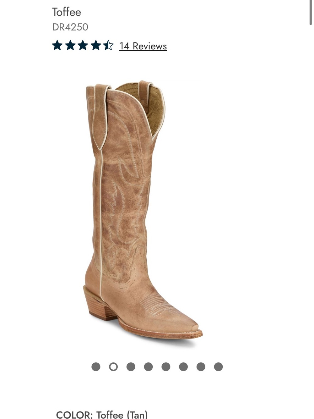 Tony Lama Toffee Over-the-Knee Western Boots